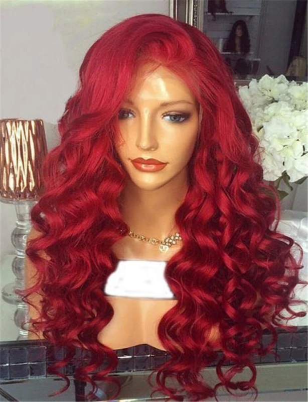 99j Human Virgin Hair Pre Plucked Ombre Red Lace Front Wig And 13x4x1 T Part Lace Wig For Black Woman-4dcf80