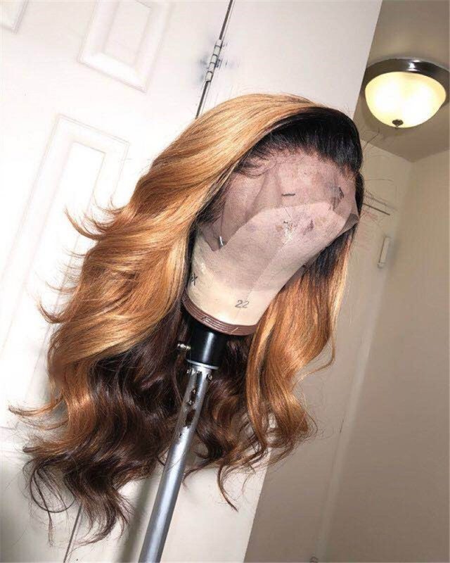 Human Virgin Hair Ombre Honey Blonde Pre Plucked Lace Front Wig For Black Woman