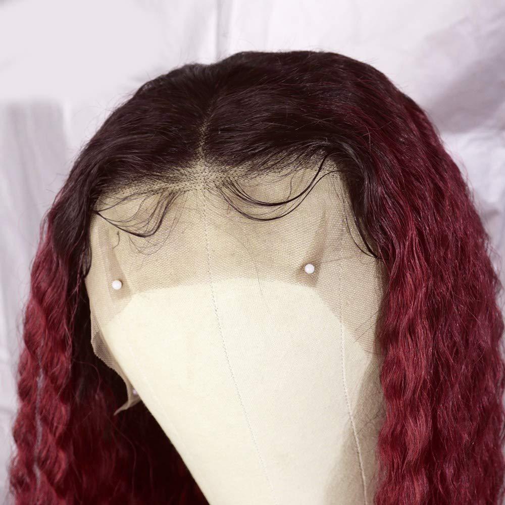 1B/99J Hair Ombre Wine Red Color Two Tone Lace Front Wigs Curly Hair Glueless Lace Wig Wet and Wavy Long Loose Curly