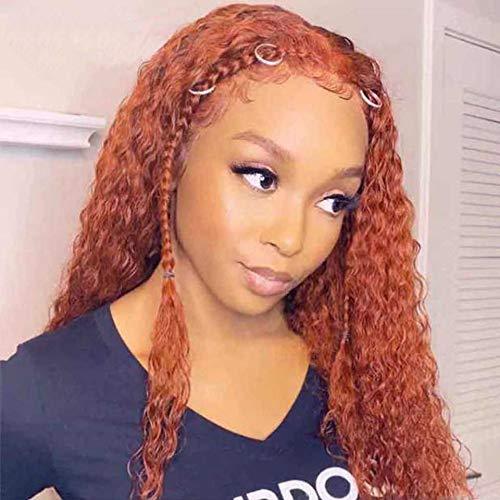 Warm Orange GingerCurly Wigs Human Hair Pre Plucked Glueless Brazilian Virgin Hair  Colored Kinky Curly Lace Wig