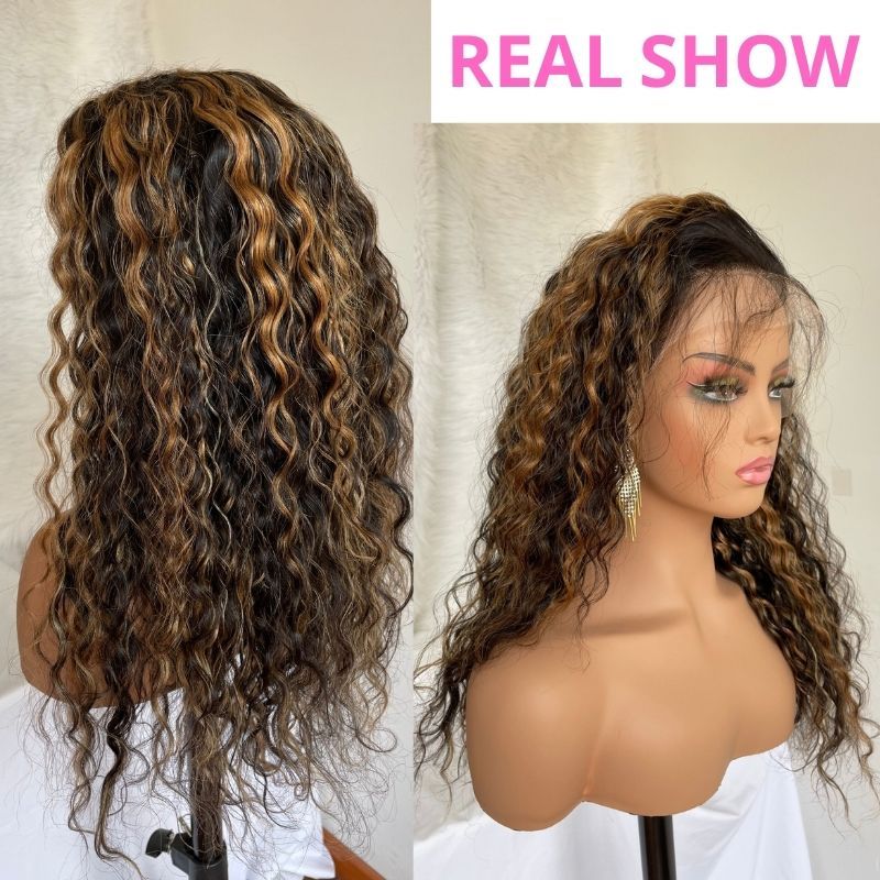 Human Virgin Hair Wave Ombre 1B/27 Pre Plucked Lace Front Wig And 13x4x1 T Part Lace Wig For Black Woman-d6731d