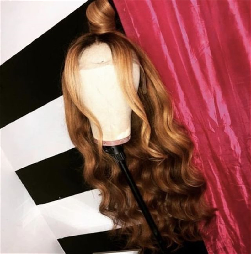 Human Virgin Hair Pre Plucked Ombre Wave Lace Front Wig And 13x4x1 T Part Lace Wig For Black Woman-3d9b03