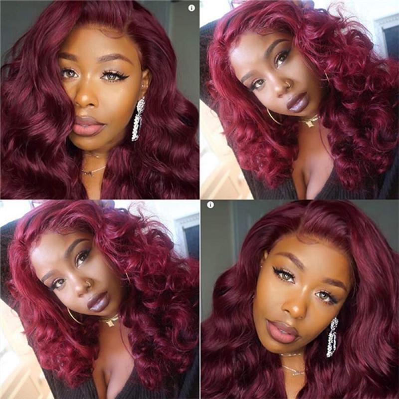 99J Lace Front Wigs Human Hair Burgundy Wigs Body Wave Brazilin Human Hair Wigs for Women Pre-Plucked Hairline