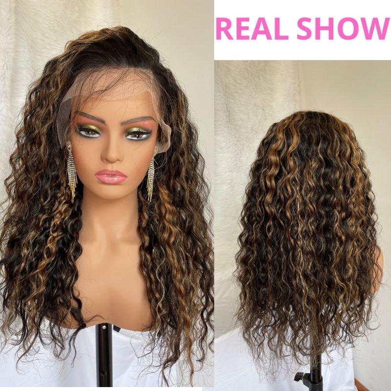 Human Virgin Hair Wave Ombre 1B/27 Pre Plucked Lace Front Wig And 13x4x1 T Part Lace Wig For Black Woman-d6731d