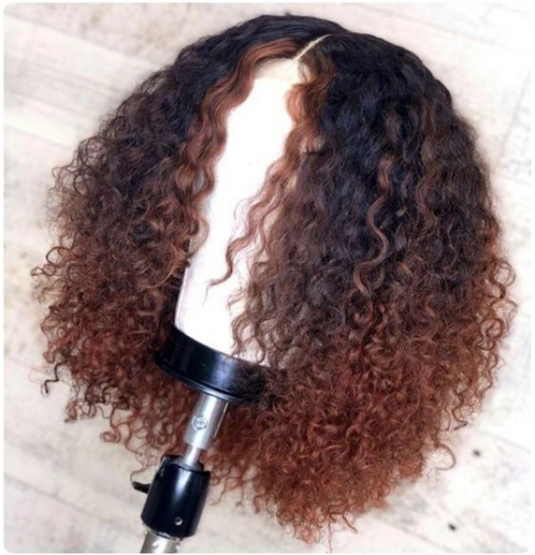 Brown Human Virgin Hair Pre Plucked Ombre Lace Front Wig And 13x4x1 T Part Lace Wig For Black Woman-ba1724