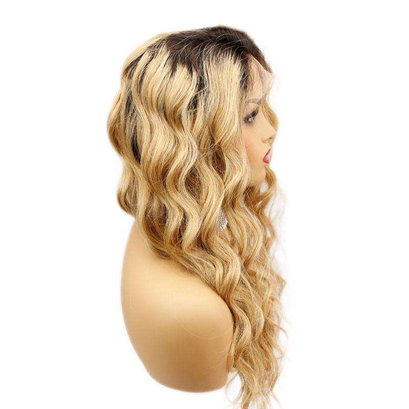 Honey Blonde Ombre 1B 27 Human Hair Lace Front wigs Loose Wave Full Lace Wig for Women 2 Tone