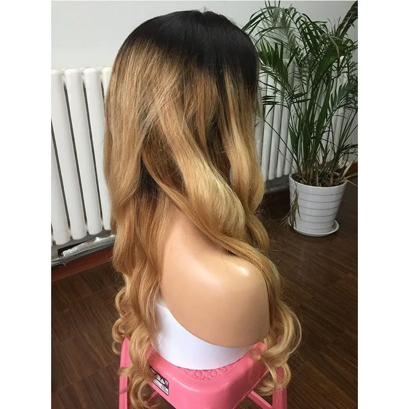 Brazilian Ombre 1bT27 Color loose Wave Full Lace Human Hair Wigs With Baby Hair Natural Hairline