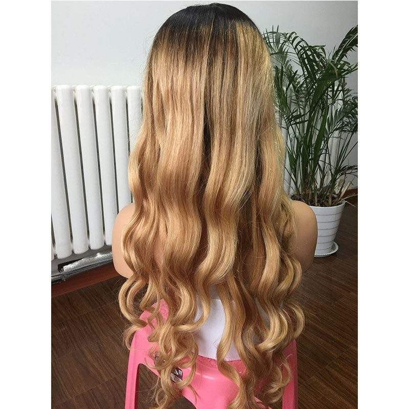Brazilian Ombre 1bT27 Color loose Wave 13x4 Lace Front Human Hair Wigs With Baby Hair Natural Hairline 360 Lace Frontal Wigs
