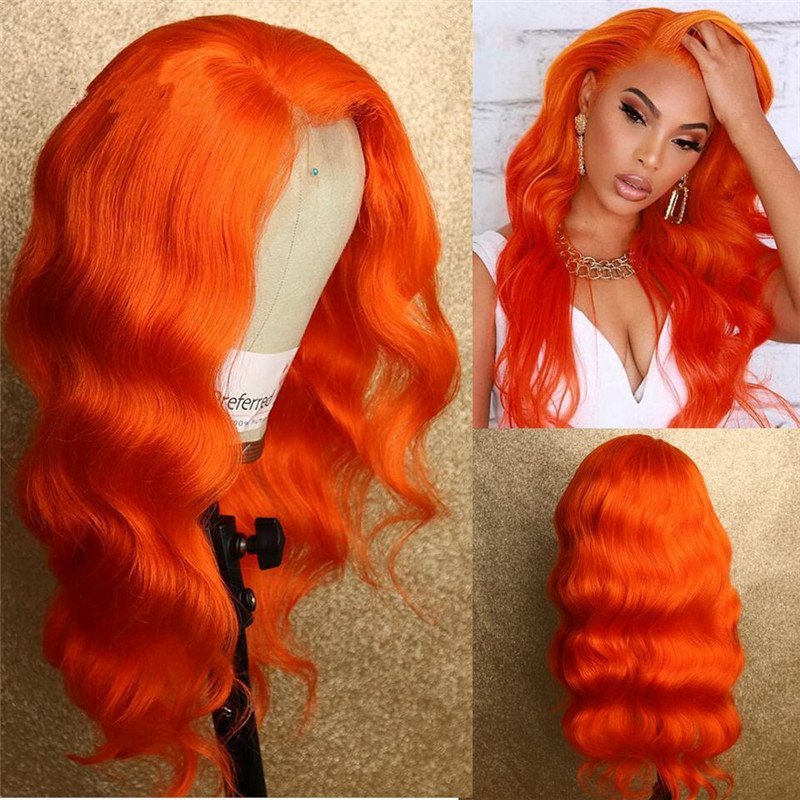 Light Orange Body Wave Brazilian Ombre Human Hair Wig Preplucked Lace Wigs For Black Women