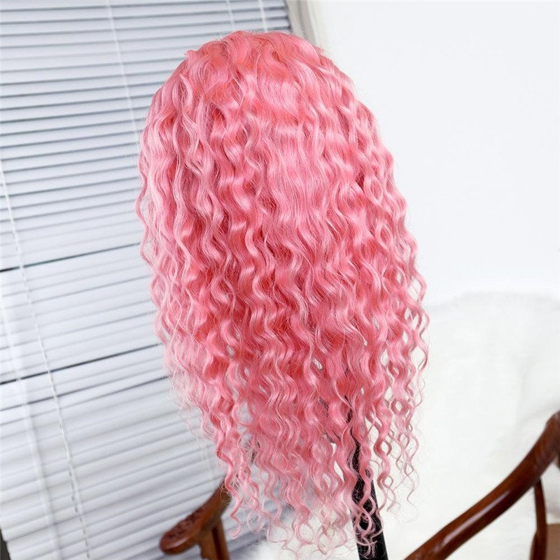 Light Pink Short Bob Deep Curly Wigs Human Hair Pre Plucked Glueless Brazilian Virgin Hair