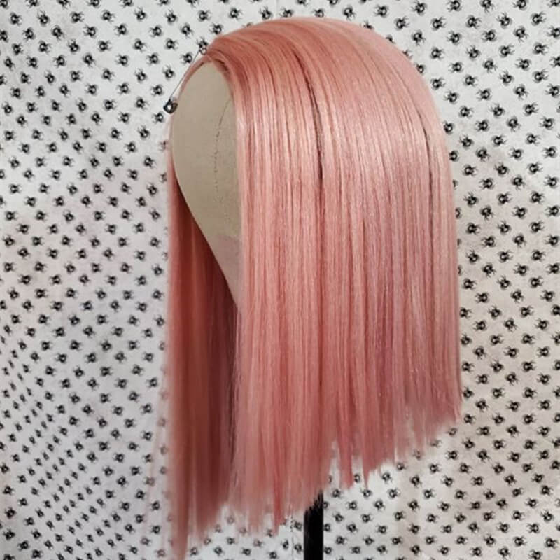 13x4 Lace Front Wig Preplucked Short Human Hair Wigs Brazilian Remy Pink Bob Wigs For Black Women