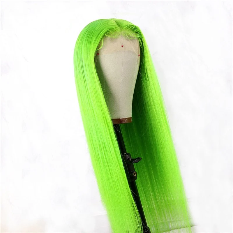 150% Green Human Hair Wig 13x4 Brazilian Remy Straight Lace Front Wig Ombre Wigs For Women Pre Plucked