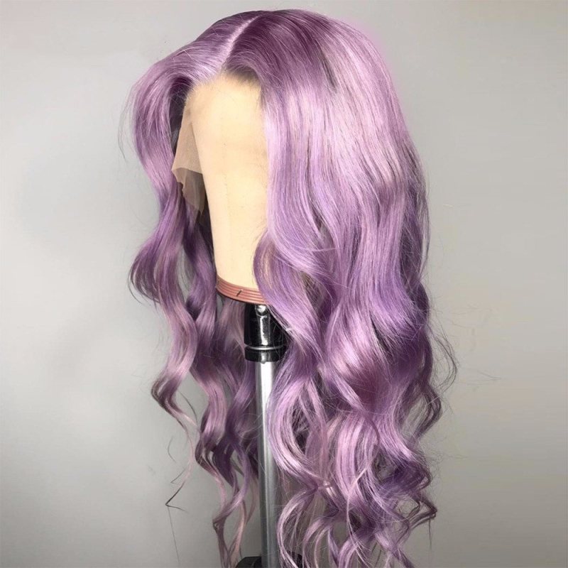 Purple Color body Wave Human Hair Wigs PrePlucked Baby Hair Brazilian For Black Women