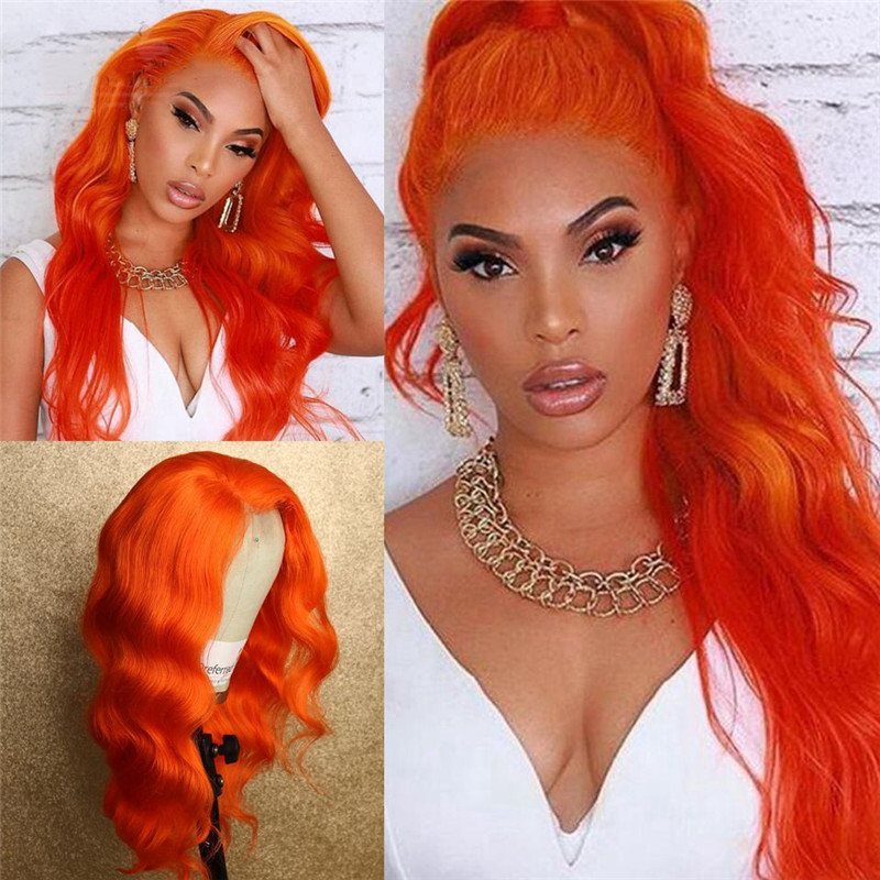 Light Orange Body Wave Brazilian Ombre Human Hair Wig Preplucked Lace Wigs For Black Women