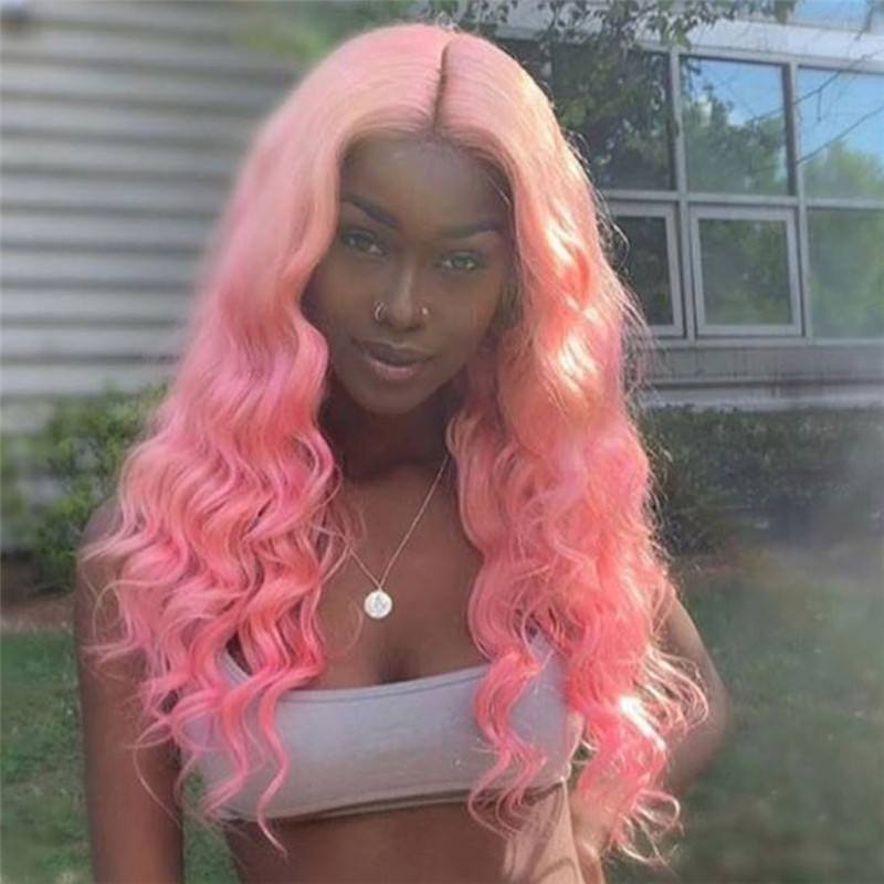 Pink Loose Wave Hair Lace Front 113x4 T Part LaceHuman Hair Wigs Body Wave Glueless13x4x1 T Part Lace wigs