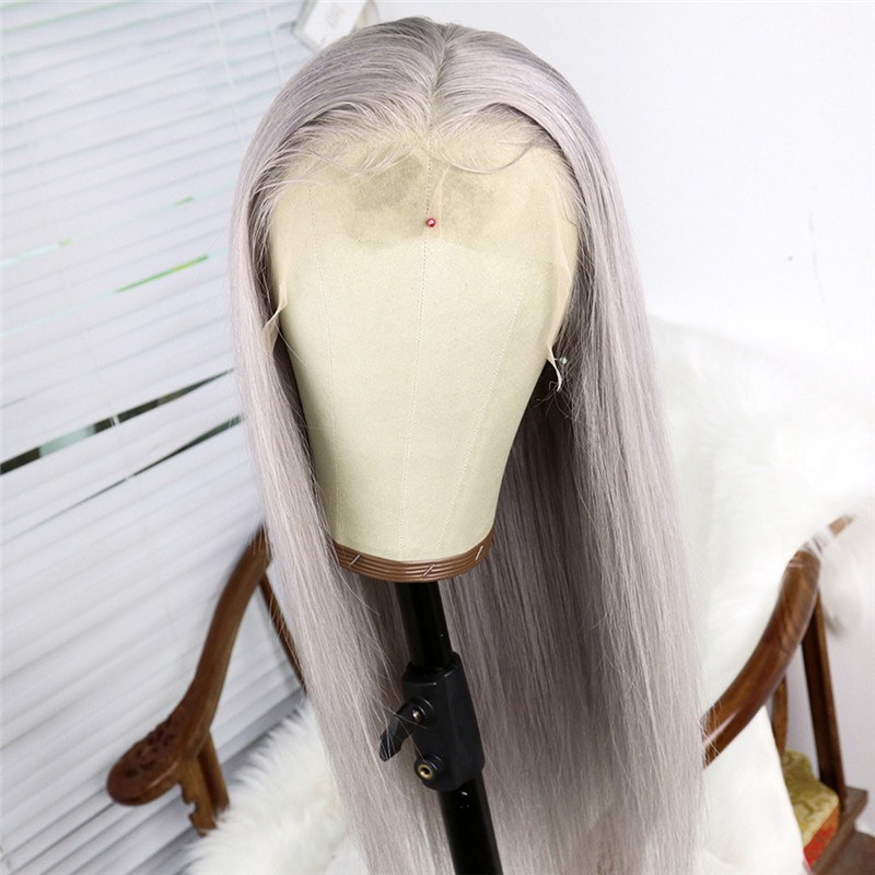 Brazilian Remy Hair Grey Color Lace Wig Straight 13x4 Lace Front Human Hair Lace Wigs For Women With Pre Plucked Hairline 150%