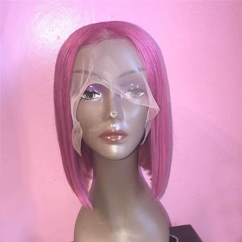 Pink Bob Lace Front Wigs Human Hair 13x4 Pre Plucked Short Bob Front Lace Wigs For Black Women Remy Hair Pre Plucked With Baby Hair