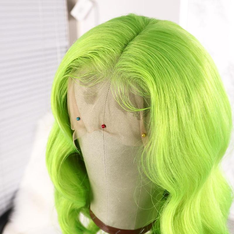 Green Body Wave Virgin Human Hair Green Body Wave Lace Front Wigs for Women