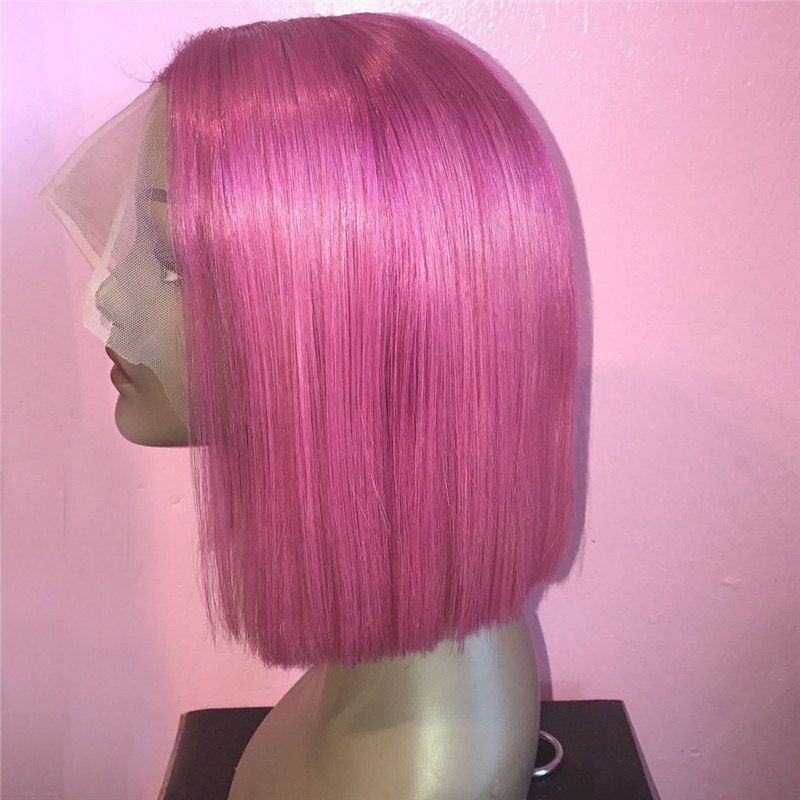 Pink Bob Lace Front Wigs Human Hair 13x4 Pre Plucked Short Bob Front Lace Wigs For Black Women Remy Hair Pre Plucked With Baby Hair