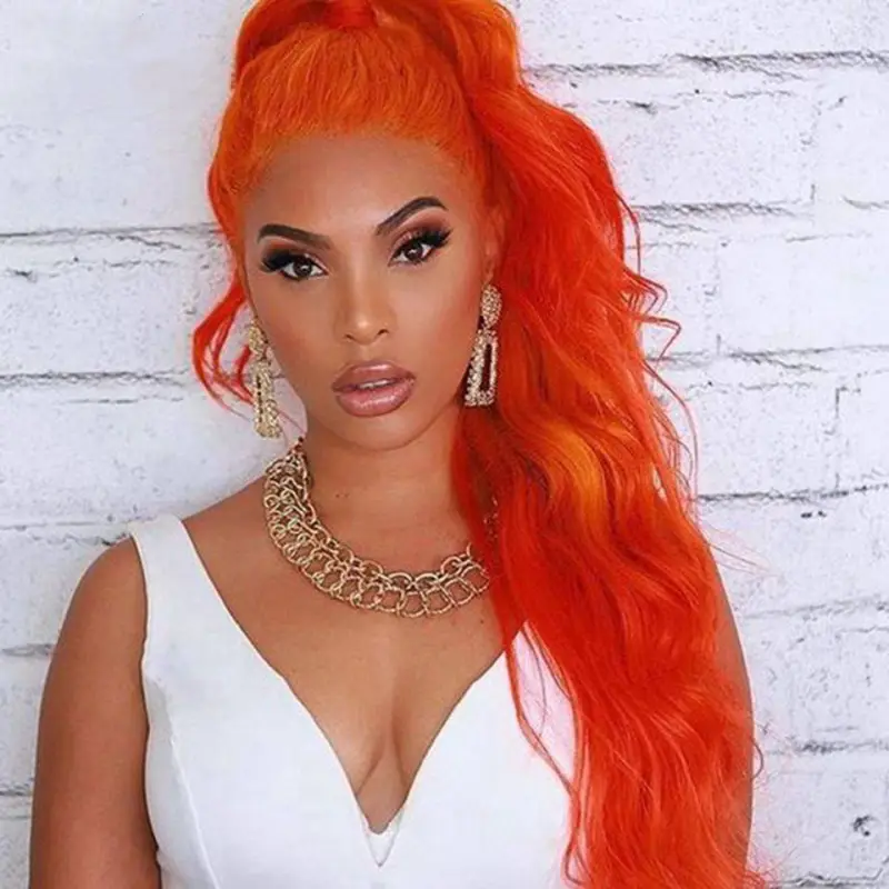 Light Orange Body Wave Brazilian Ombre Human Hair Wig Preplucked Lace Wigs For Black Women
