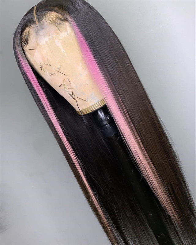 Human Virgin Hair Pre Plucked  Pink OmbreLace Front Wig And 13x4x1 T Part Lace Wig For Black Woman-211971