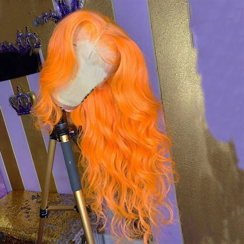 Ginger Orange Lace Front Wig Human Hair Body Wave Wig Remy Brazilian Transparent Lace Human Hair Wigs For Women Colored Wigs 180