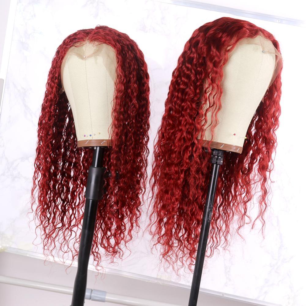 Wine Red Hair Wig Queen Lace Front Wig Brazilian Deep Curly Hair Remy Human Hair Front Lace Wigs for Women