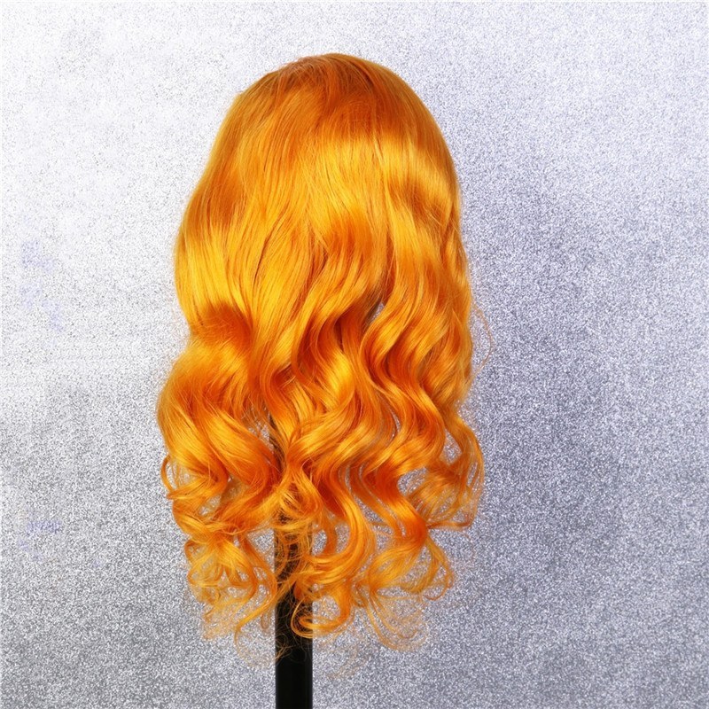 Orange Body Wave Hair With Blonde Highlight Wig Brazilian Virgin Lace Front Wigs Pre Plucked