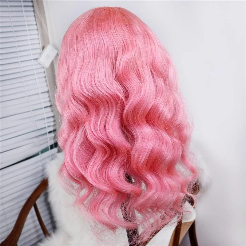 Pink Body Wave Lace Front 13x4 T Part LaceGlueless Wig Pre-Pluck Hairline Virgin Human Hair
