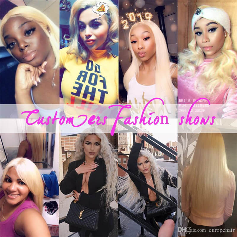 150% 13x4 Lace Front Human Hair Wigs Pre Plucked Yellow Ombre Colored Human Hair Wigs