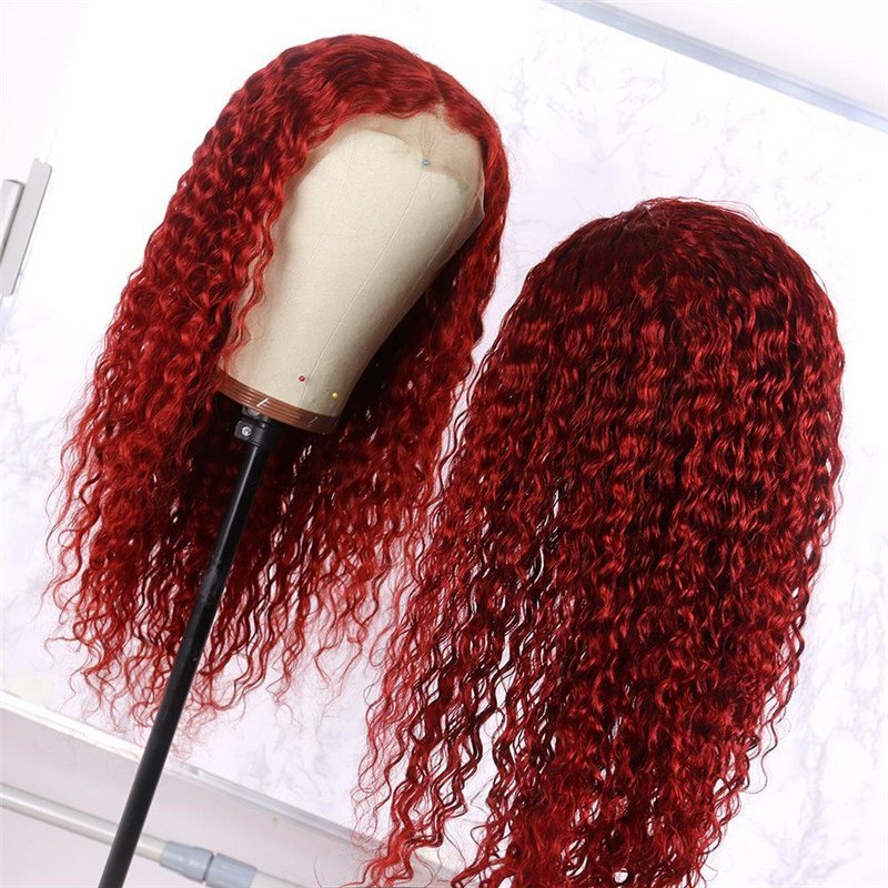 Wine Red Hair Wig Queen Wig Brazilian Deep Curly Hair Remy Human Hair Wigs