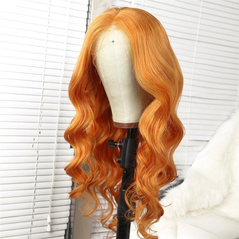 Orange Lace Front 13x4 T Part LaceHuman Hair Ginger Body Wave Wigs for Black Women