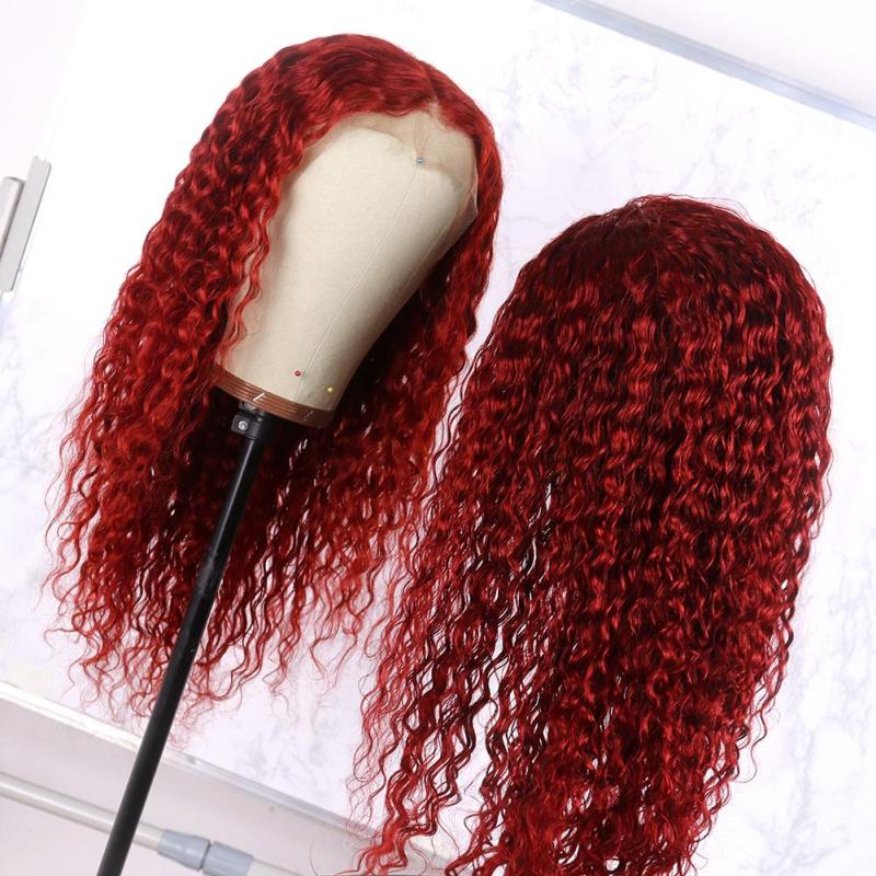 Wine Red Hair Wig Queen Lace Front Wig Brazilian Deep Curly Hair Remy Human Hair Front Lace Wigs for Women