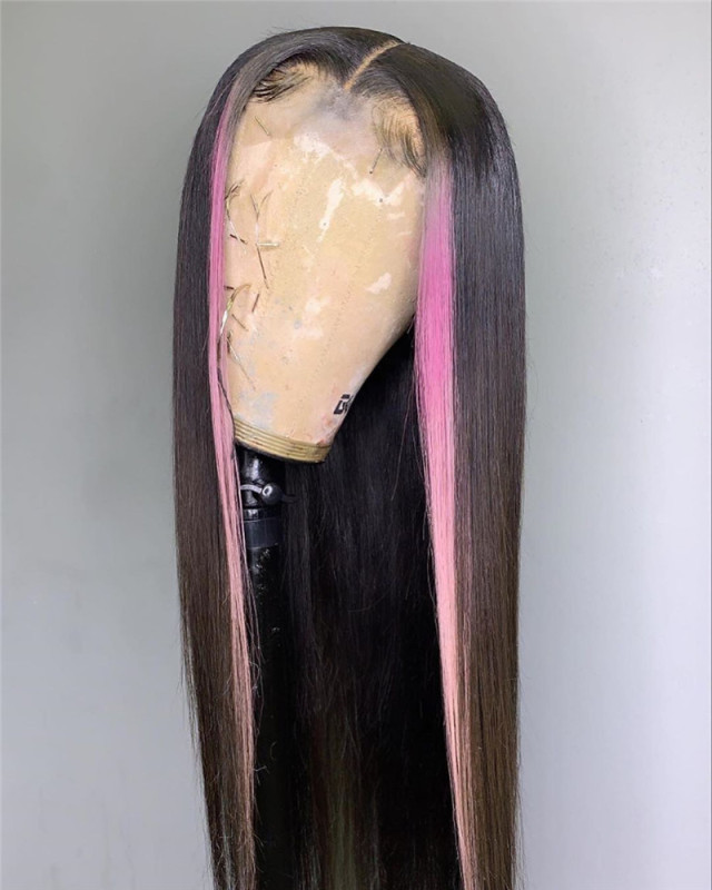 Human Virgin Hair Pre Plucked  Pink OmbreLace Front Wig And 13x4x1 T Part Lace Wig For Black Woman-211971