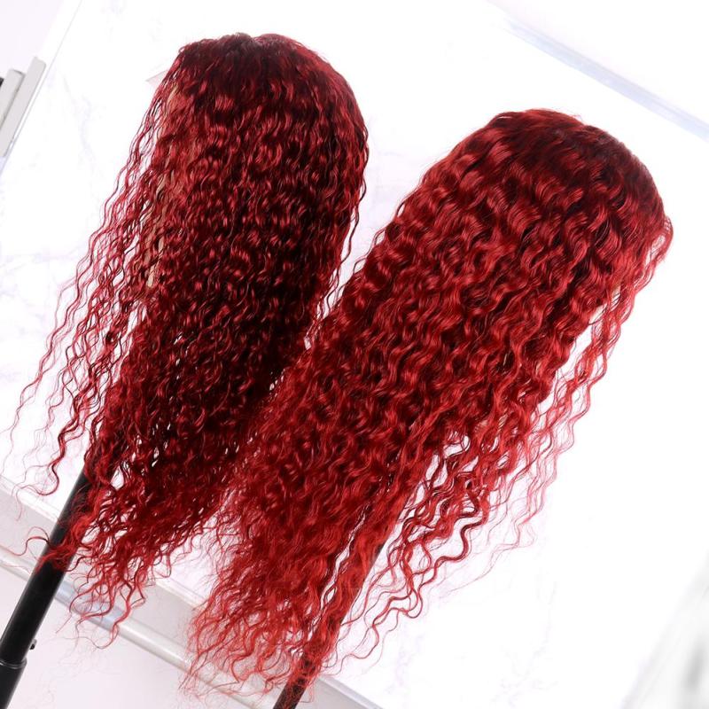 Wine Red Hair Wig Queen Lace Front Wig Brazilian Deep Curly Hair Remy Human Hair Front Lace Wigs for Women