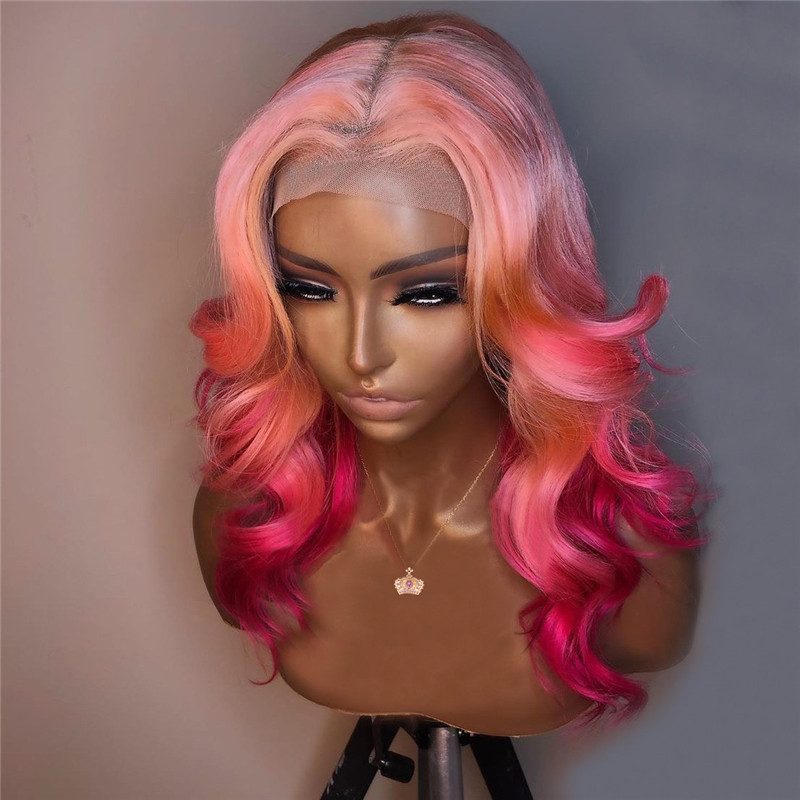 150% Density Ombre Pink Colored Lace Front Wigs For Women 13x4 Lace Front Human Hair Wigs Pre Plucked Brazilian Remy Lace Front Wig