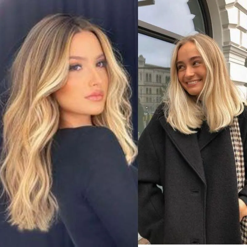 Human Virgin Hair Wave Ombre Brown Highlight Light Blonde Wigs Pre Plucked Lace Front Wig 360 Lace Frontal Lace Wig For Black Woman