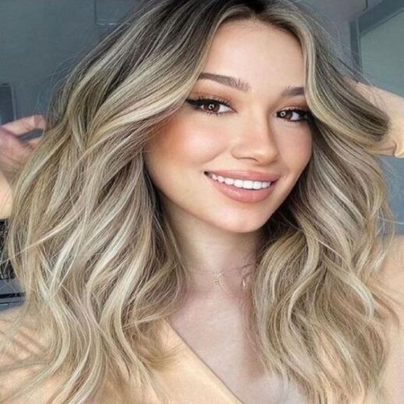 Human Virgin Hair Wave Ombre Brown Highlight Light Blonde Wigs Pre Plucked Lace Front Wig 360 Lace Frontal Lace Wig For Black Woman