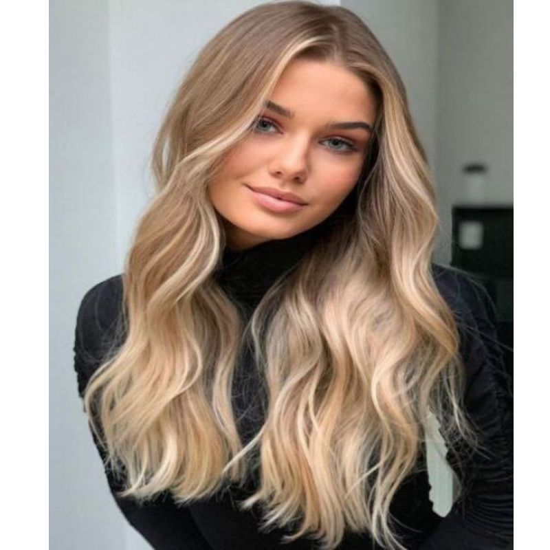 Human Virgin Hair Wave Ombre Brown Highlight Light Blonde Wigs Pre Plucked Lace Front Wig 360 Lace Frontal Lace Wig For Black Woman