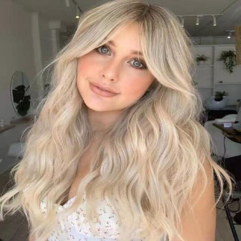 Bronde Balayage Ntural Black Roots 12A Human Virgin Hair Wavy Ombre Brown Highlight Light Blonde Wigs Pre Plucked Lace Front Wig