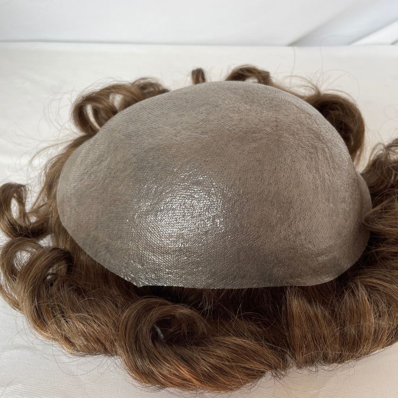 Full PU Man Hair  0.02-0.03mm Ultra Thin Skin PU Base Men Toupee Remy 100% Human Hair System Brown 7 Color