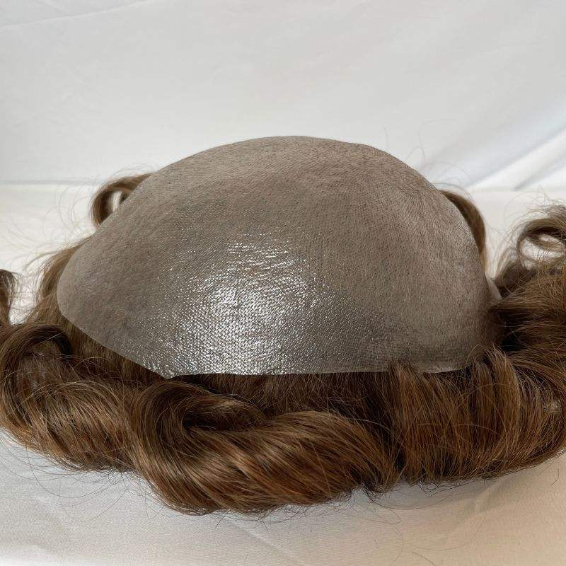 Full PU Man Hair  0.02-0.03mm Ultra Thin Skin PU Base Men Toupee Remy 100% Human Hair System Brown 7 Color