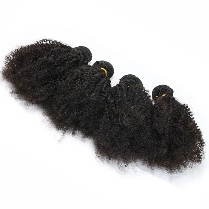 Indian Remy Human Hair Afro Kinky Curly Hair Weave Natural Color 3 Bundles