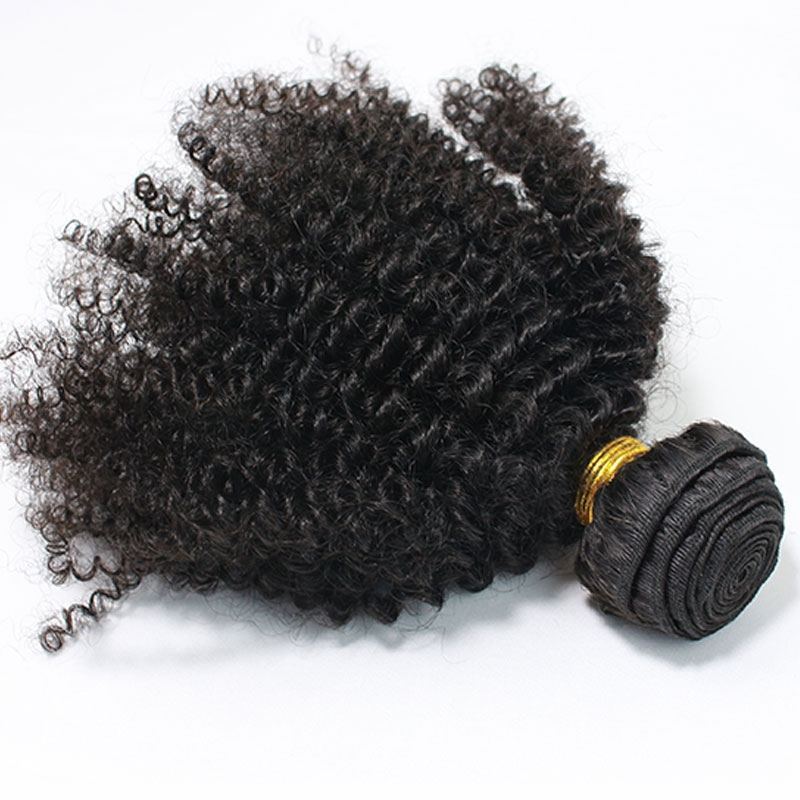 Indian Remy Human Hair Afro Kinky Curly Hair Weave Natural Color 3 Bundles