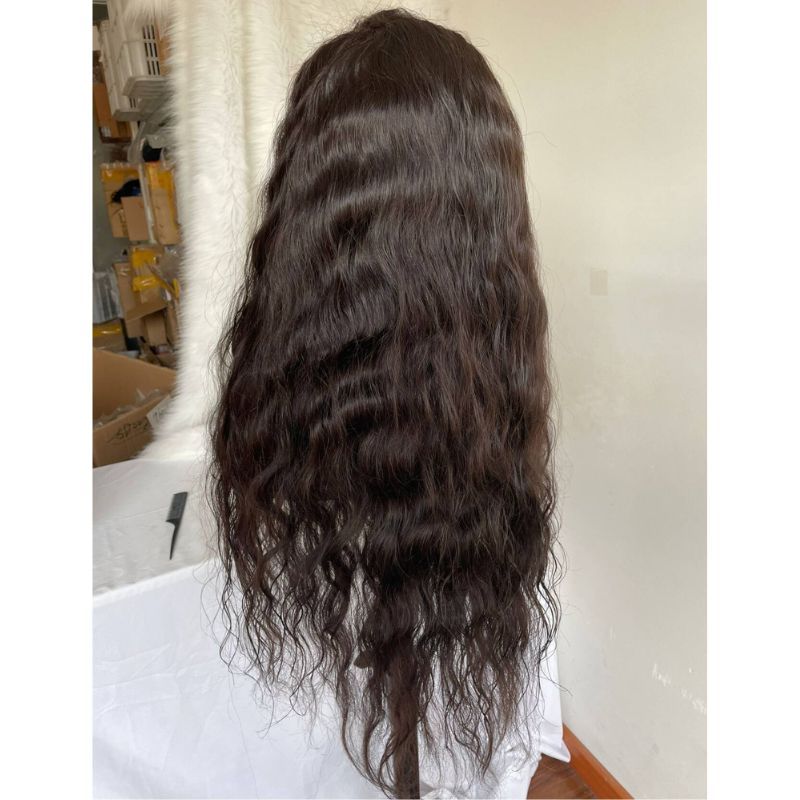 Human Hair Wigs PU Front and Around Lace Cap with Elastic Band 100% Virgin Brazilian Human Hair Wigs Natural Wave Natural Black Color