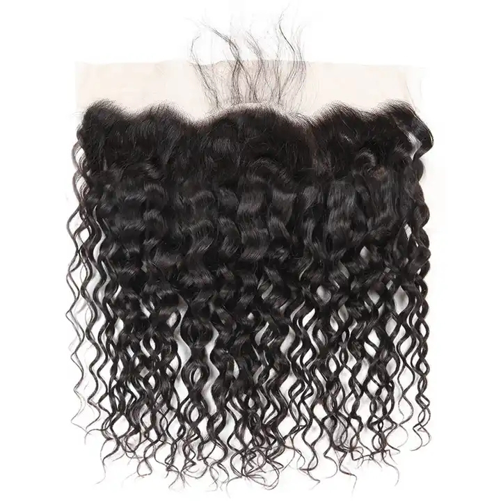 Best 13x4 Lace Frontal 100% Human Hair Water Wave Lace Frontal Closure with Baby Hair Pre-plucked Lace Frontal for Sale Installation Natural Color