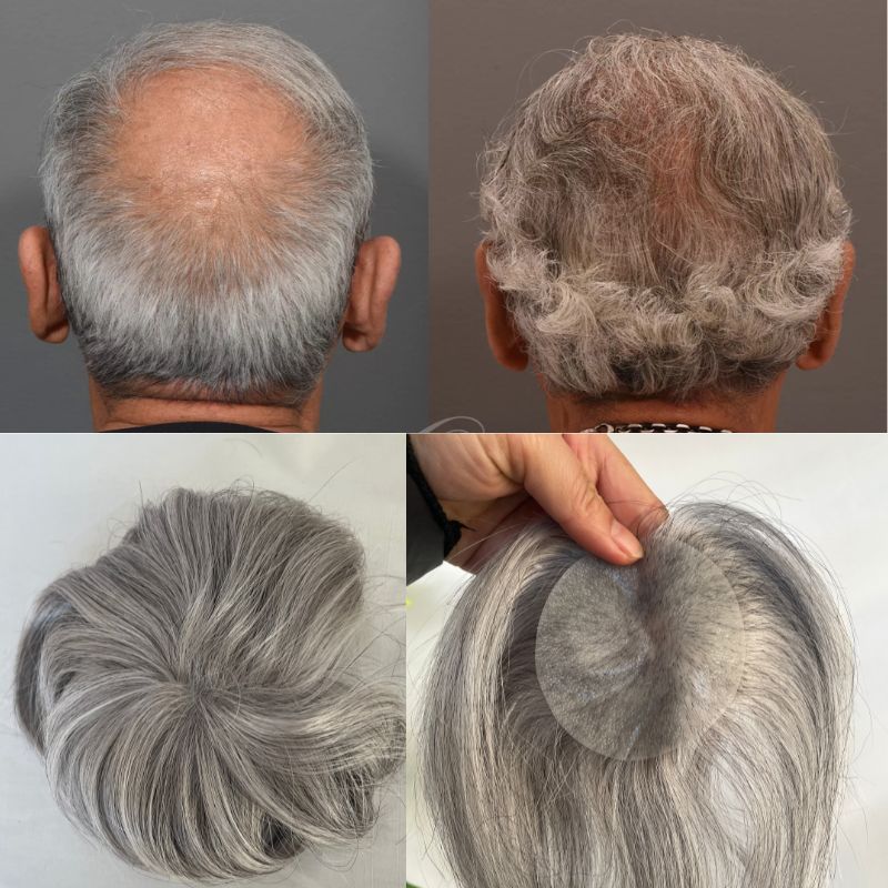 Side or Back Hair Patches Hairpiece Toupee For Men Full PU Thin Skin Base Real Human Hair Hair for Man Covering Bald Spots On Head Sides Or Back