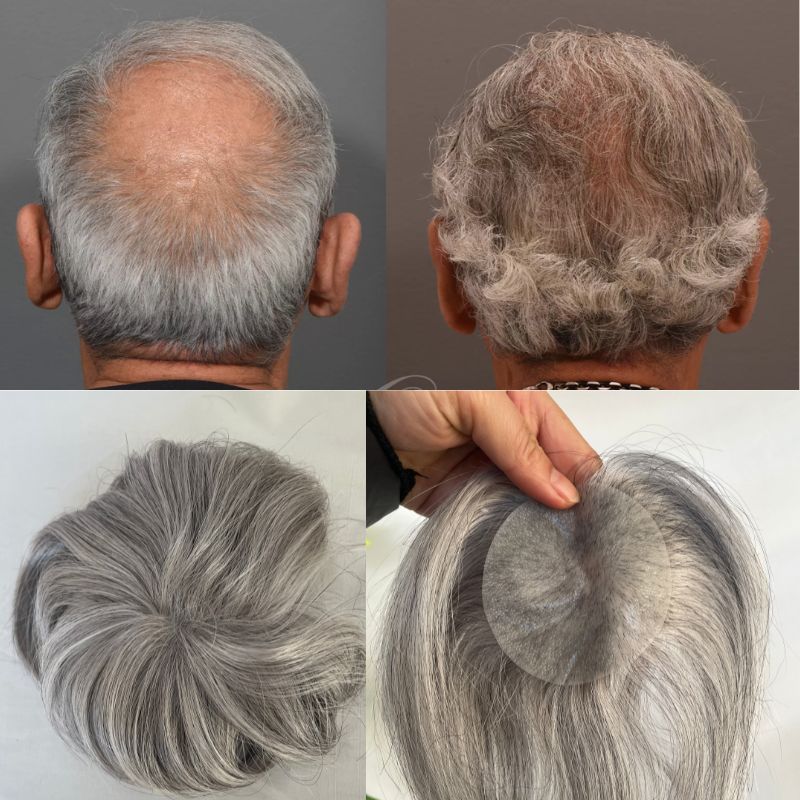 Side or Back Hair Patches Hairpiece Toupee For Men Full PU Thin Skin Base Real Human Hair for Man Covering Bald Spots On Head Sides Or Back