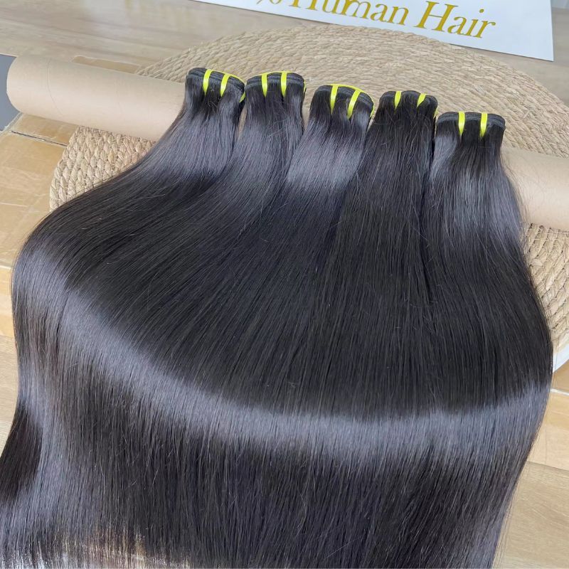 Straight 12A Grade Raw Double Drawn Indian Virgin Human Hair Bundles Sew in Extensions Natural Black Double Weft 100% Natural Cuticle Aligned Unprocessed Hair