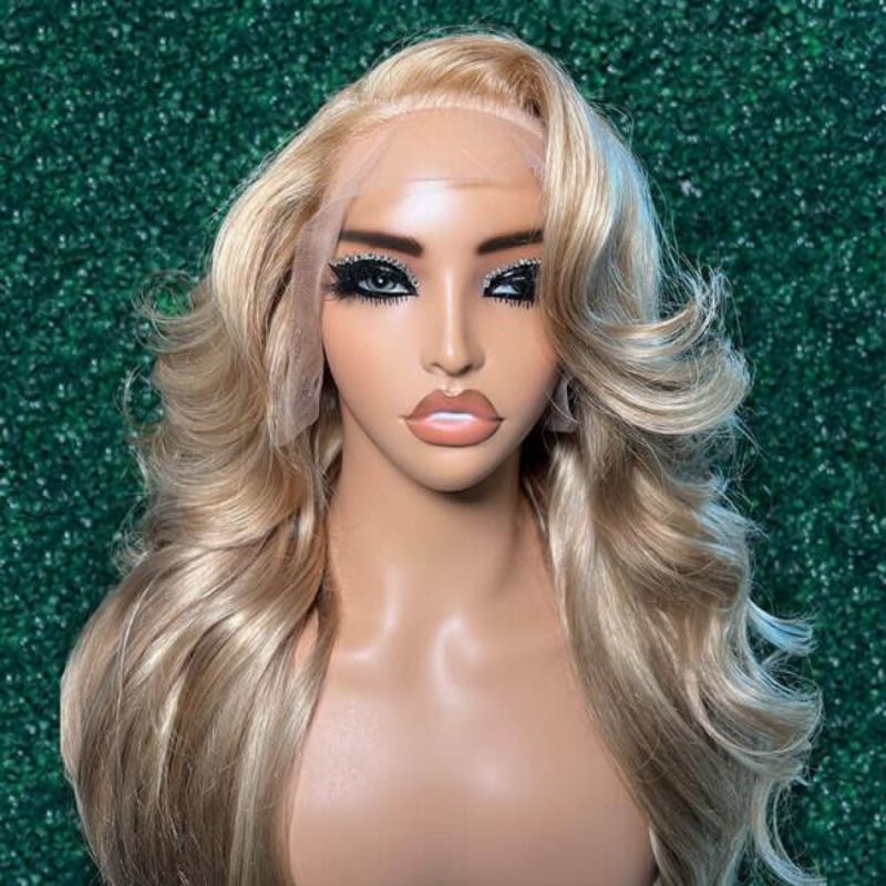 Transparent HD Lace Ombre Champagne Blonde Hair Color Body Wave Lace Front Wigs Human Hair Wigs 13x4 Lace Front Wigs
